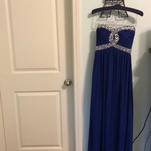 Strapless Blue Prom Dress